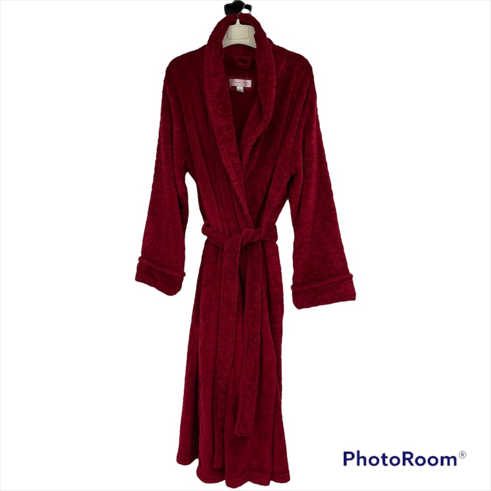 Oscar de la Renta Burgundy Plush Robe